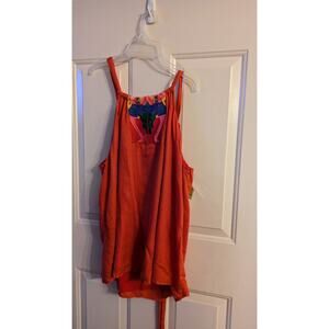 Missy Robertson Southern Fashion House Boho  Colorful Beachy Tie Tank Top XL